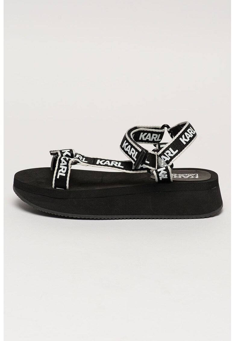 Sandale cu talpa wedge si benzi logo Velocita