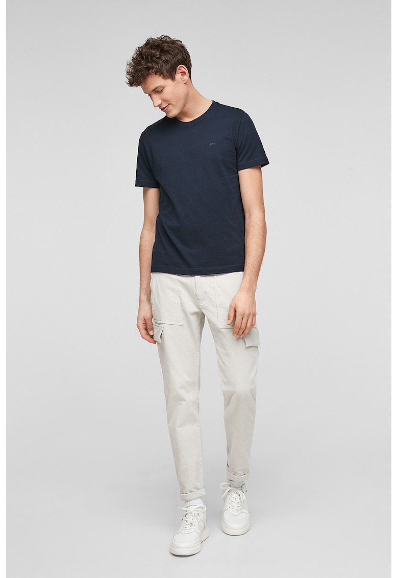 Tricou cu decolteu la baza gatului - Bleumarin