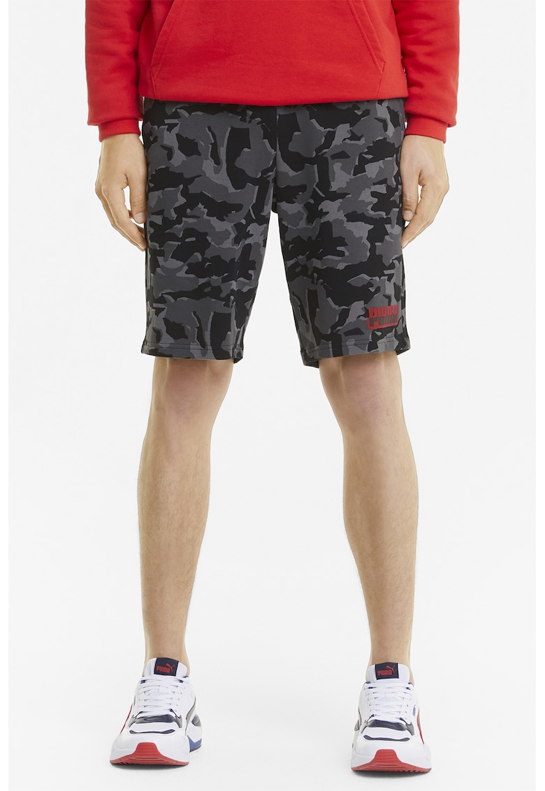 Bermude sport Core Camo Aop - Negru/Maro taupe