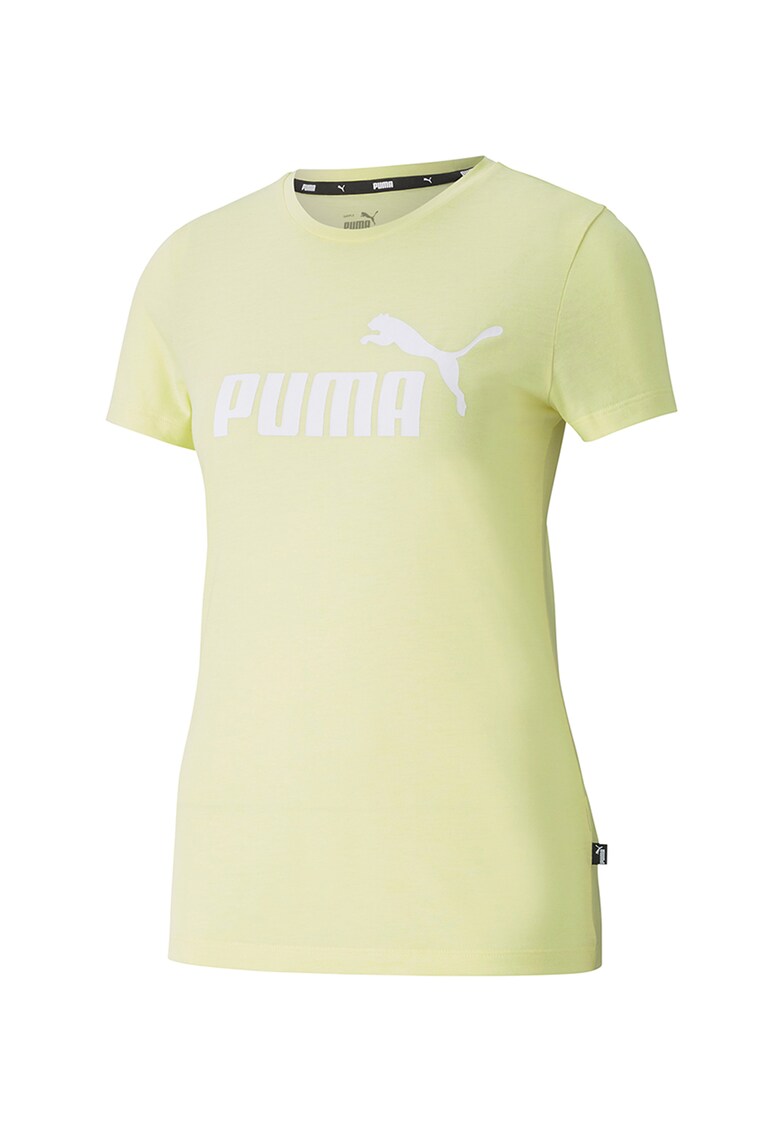 Tricou cu decolteu la baza gatului si logo Essentials