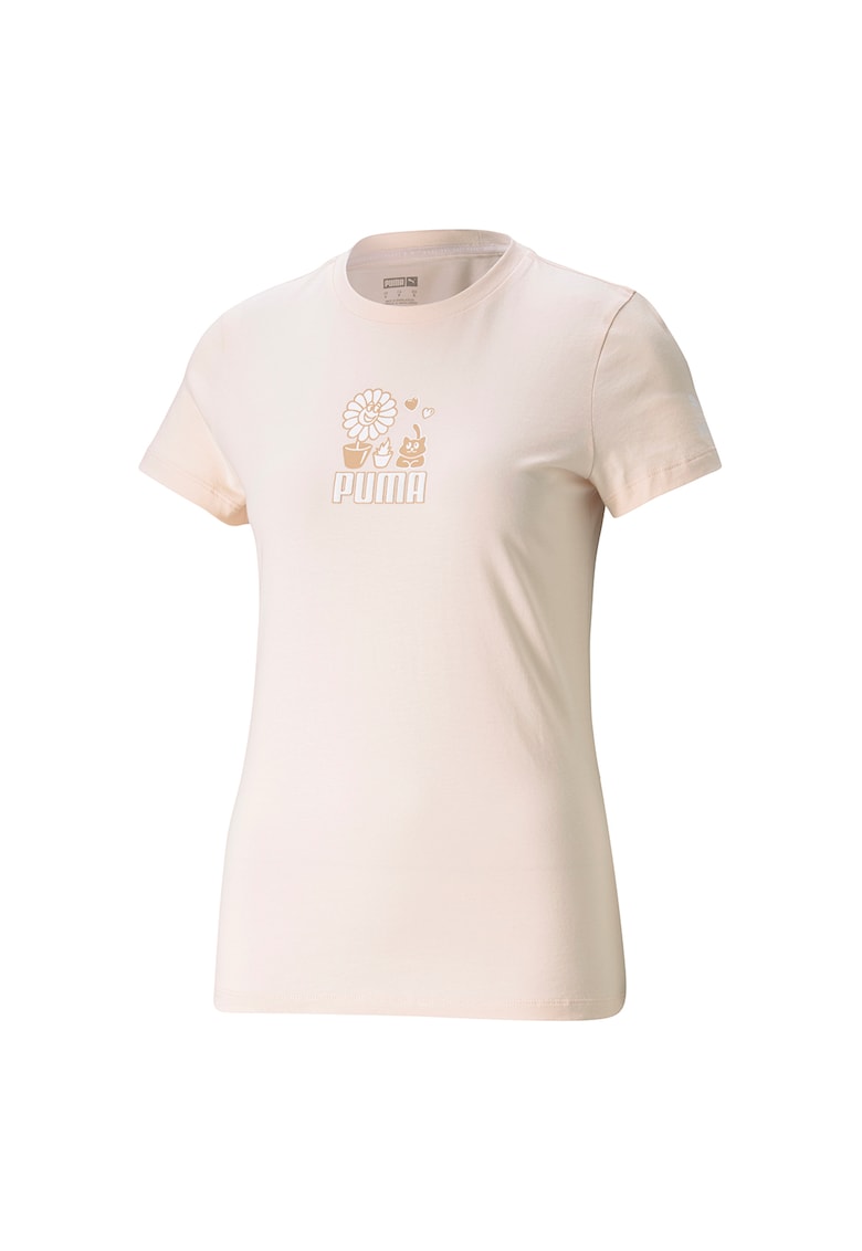 Tricou cu decolteu la baza gatului si imprimeu logo