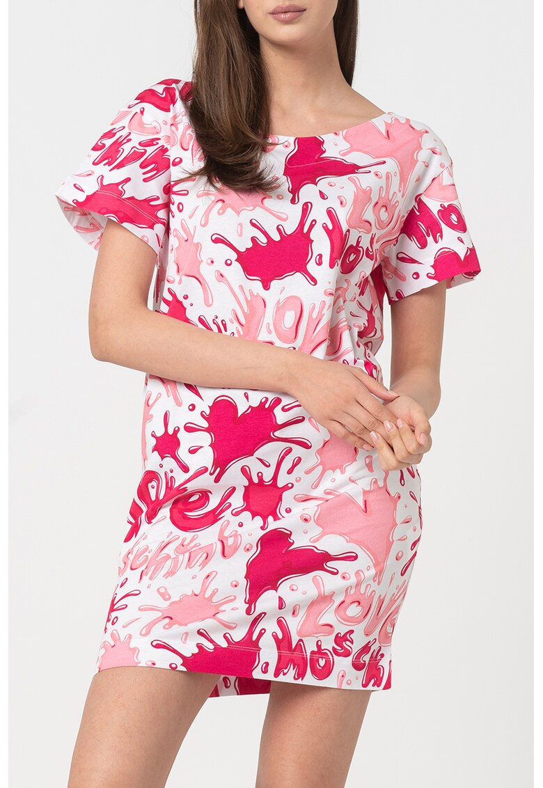 Rochie-tricou de bumbac cu model logo