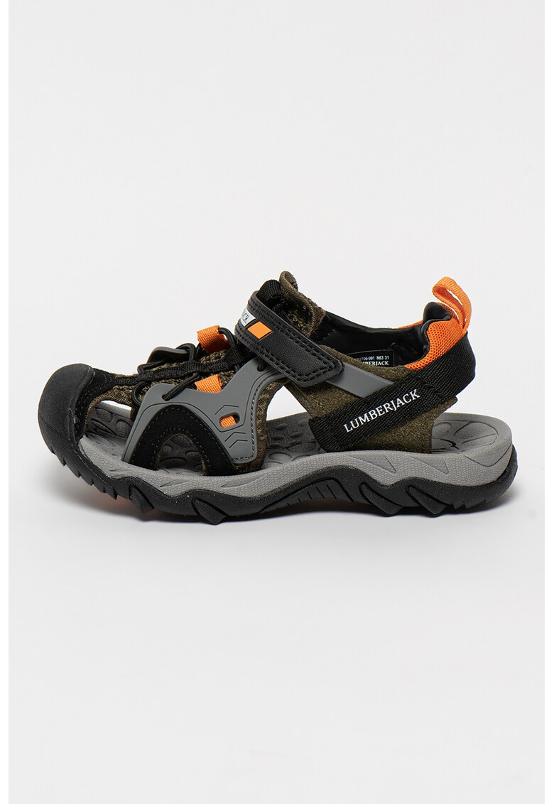 Sandale de piele ecologica si material textil cu benzi velcro Benji