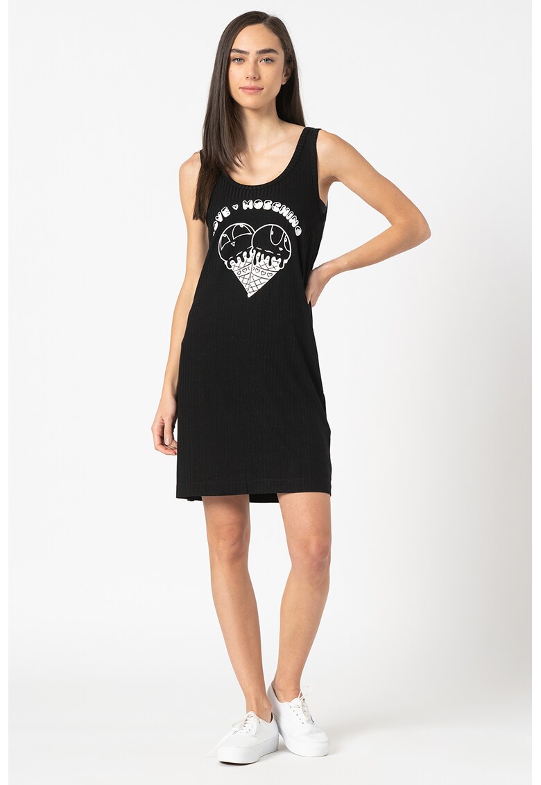 Rochie fara maneci cu imprimeu grafic