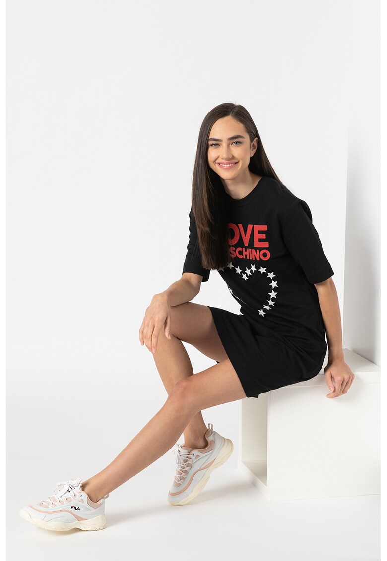 Rochie mini tip tricou cu imprimeu logo