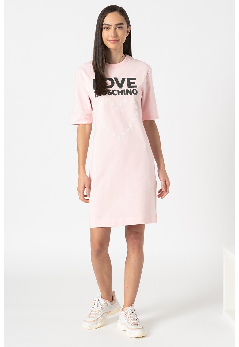 Rochie mini tip tricou cu imprimeu logo