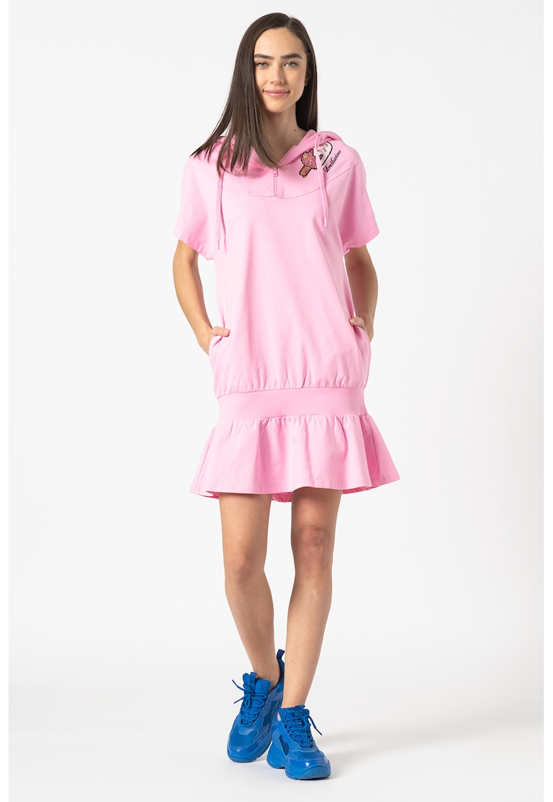 Rochie tip hanorac cu fermoar scurt si aplicatie cu paiete