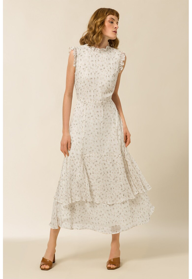Rochie midi evazata fara maneci Ivory