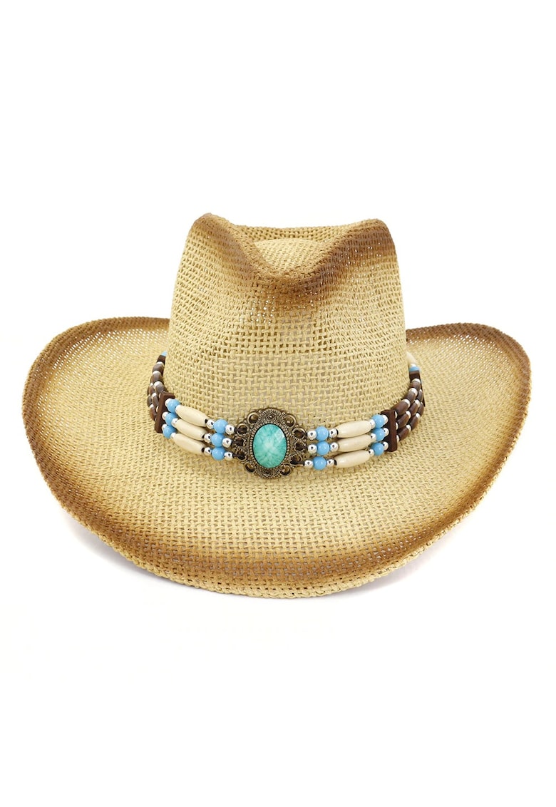 Palarie dama - stil cowboy - bej - din paie - Lavinia - Palarie dama - stil cowboy - bej - din paie - Lavinia -