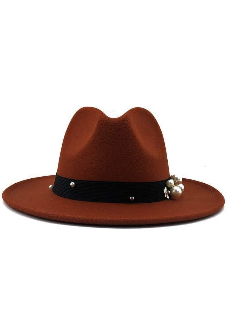 Palarie dama - caramizie - cu perle - Marie - Palarie dama - caramizie - cu perle - Marie -