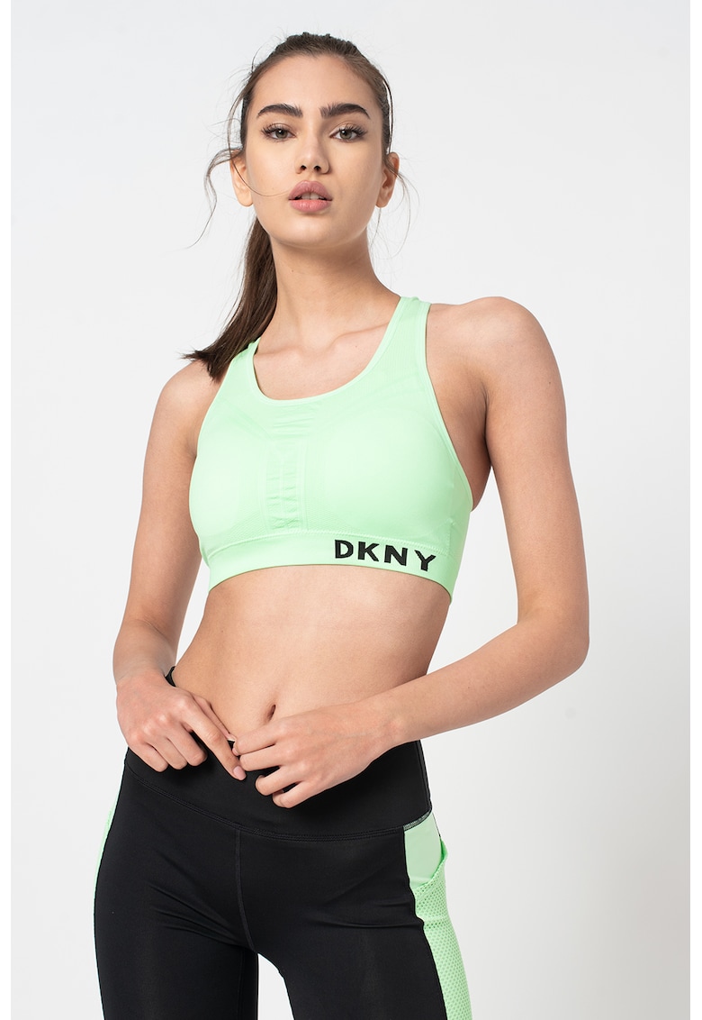 Bustiera cu logo si spate decupat – pentru fitness DKNY