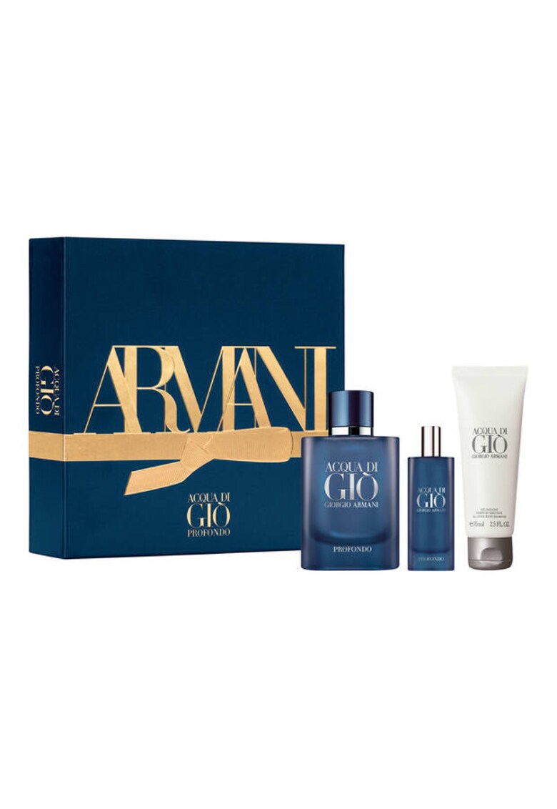 Set Acqua Di Gio Profondo - Barbati: Apa de Parfum - 75ml + Gel de dus - 75 ml + Apa de Parfum - 15 ml