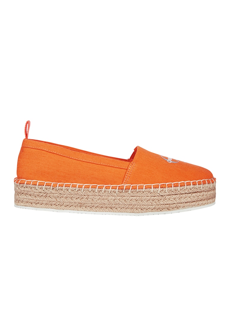 Espadrile flatform cu benzi cu logo