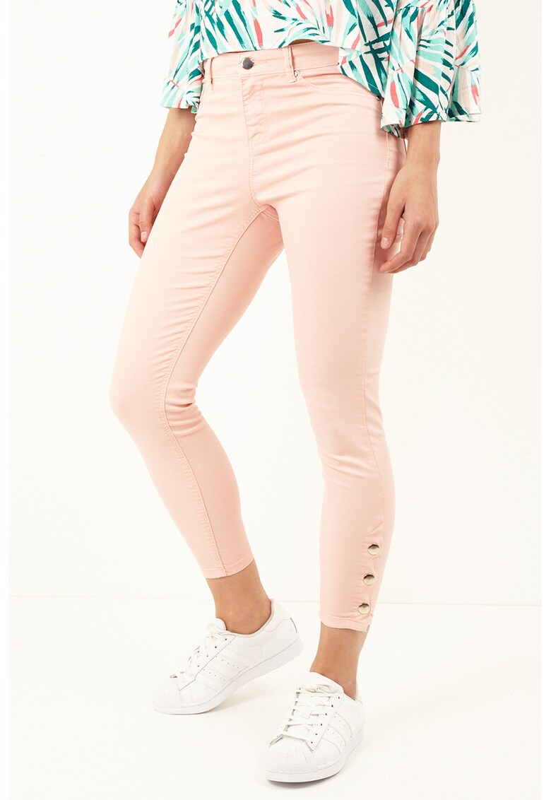 Blugi skinny capri cu slituri cu capsa Camille