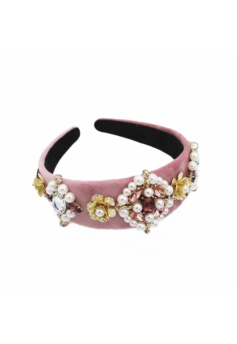 Bentita cu perle Diona -  Textil - Roz