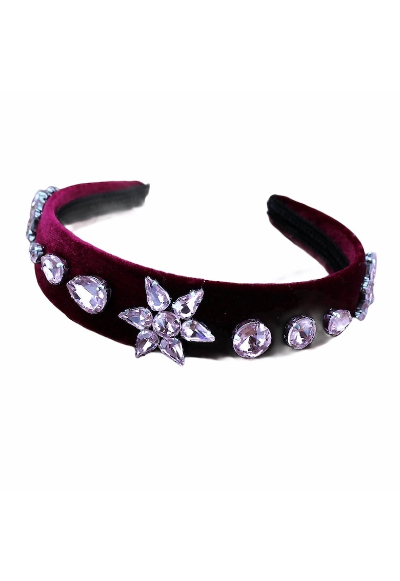 Bentita cu pietre Indra -  Visiniu - Textil