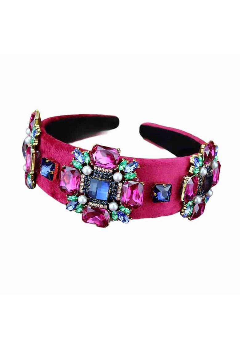 Bentita cu pietre Indira -  Roz - Textil