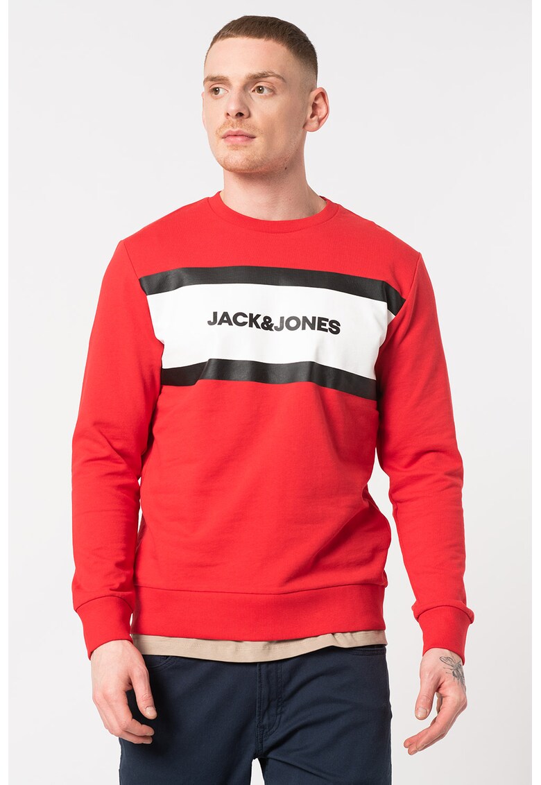 Bluza sport cu decolteu la baza gatului si imprimeu logo Shake de la JackJones