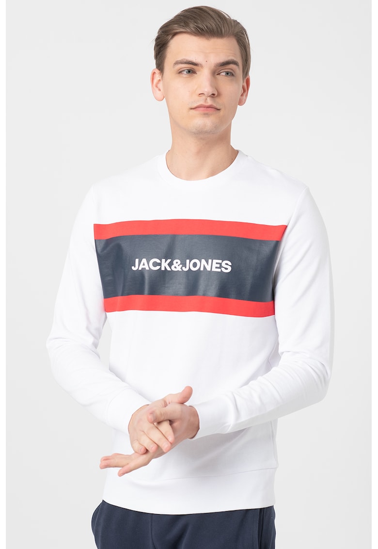 Bluza sport cu decolteu la baza gatului si imprimeu logo Shake de la JackJones