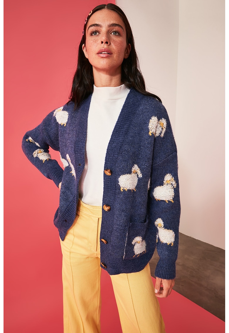 Cardigan cu model cu oi