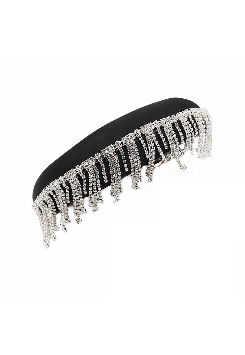 Bentita bufanta - franjuri argintii cu pietre - Lizzette - Textil -