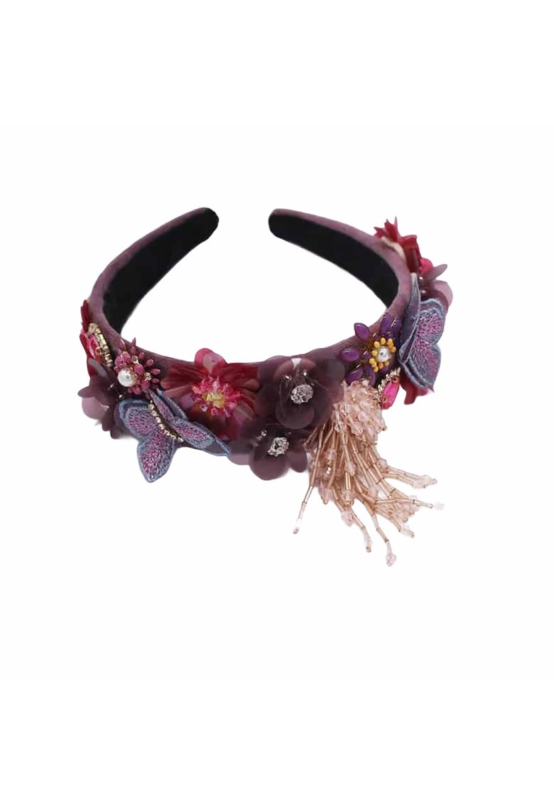 Bentita mov - cu fluturi si flori - Majlene C1 - Textil -