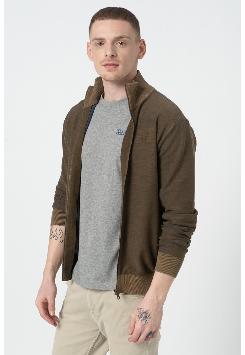 Cardigan tricotat fin cu fermoar