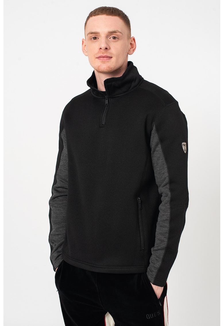 Bluza sport cu buzunare laterale cu fermoar - Alb/Negru