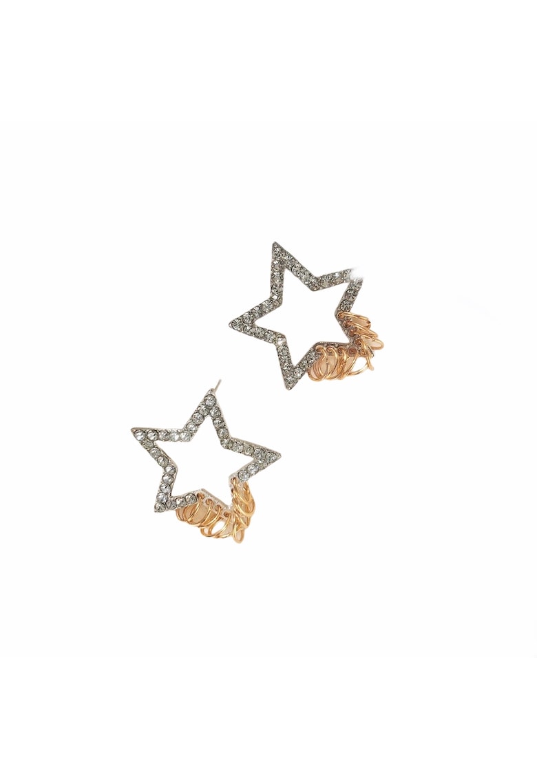 Cercei argintii - stea - cu pietre - zale aurii - Maryette C6 -