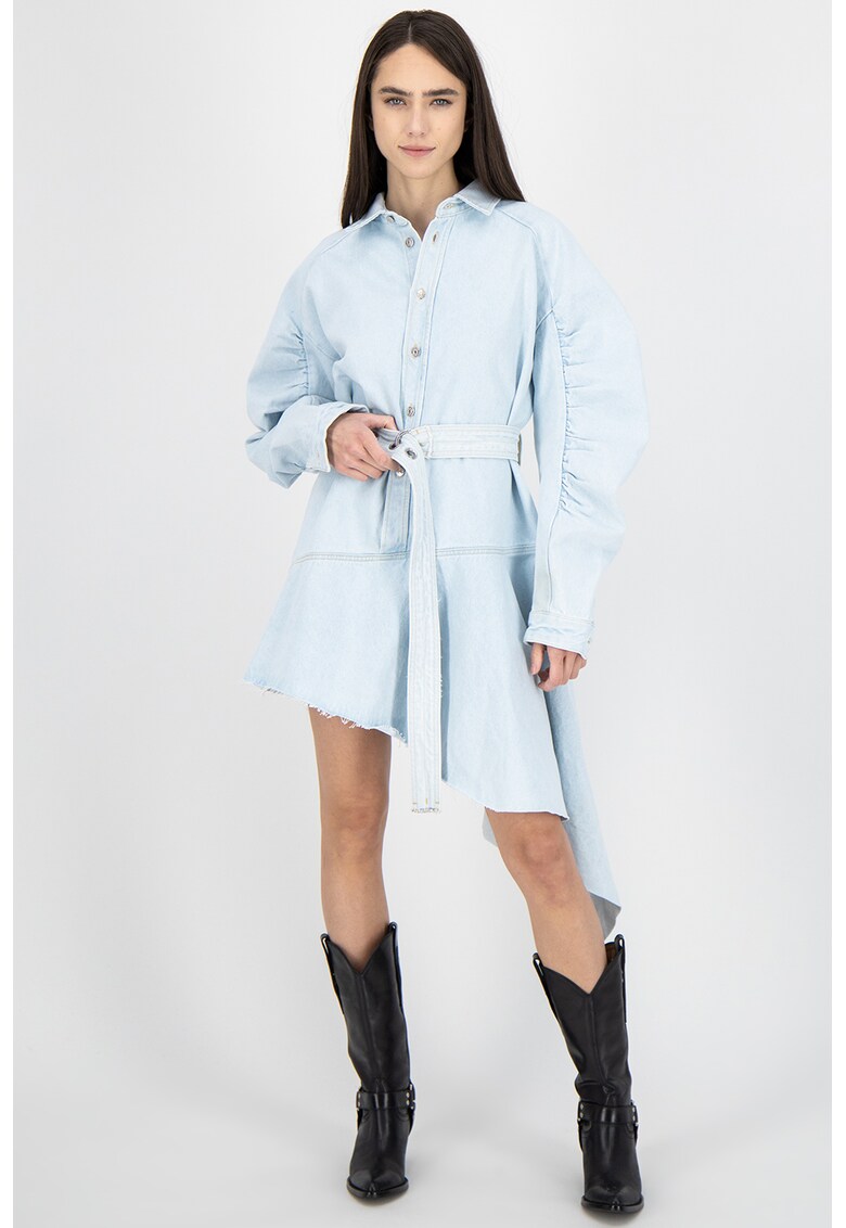 Rochie din denim cu terminatie asimetrica