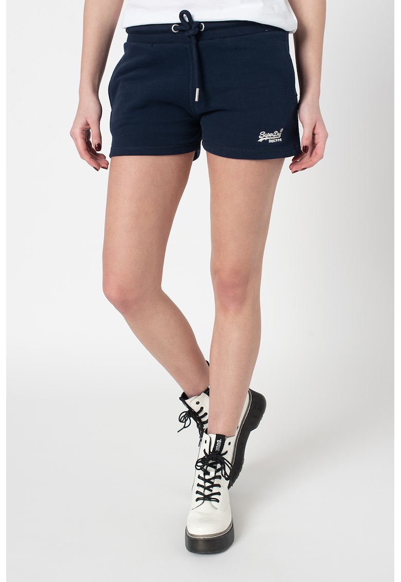 Pantaloni scurti din amestec de bumbac - cu snur - Alb/Bleumarin