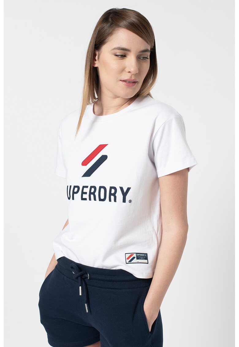 Tricou cu decolteu la baza gatului si broderie logo Classic SUPERDRY fashiondays.ro