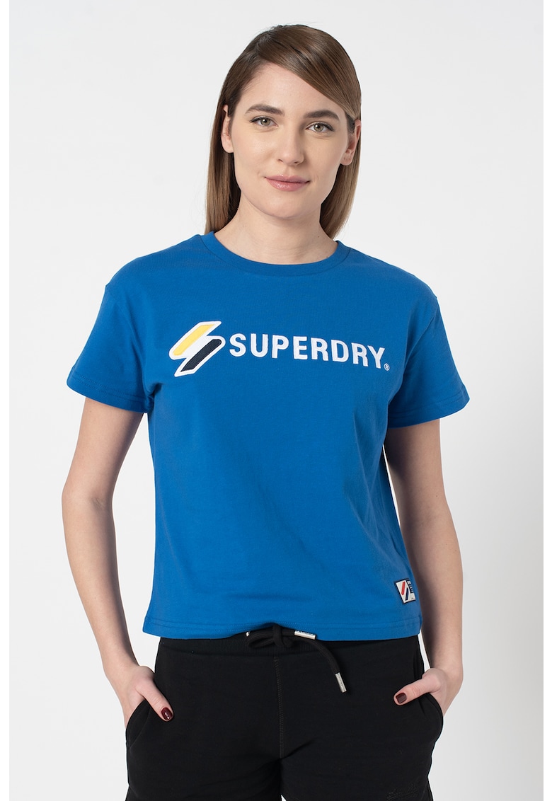 Tricou cu decolteu la baza gatului si logo Sportstyle imagine fashiondays.ro SUPERDRY