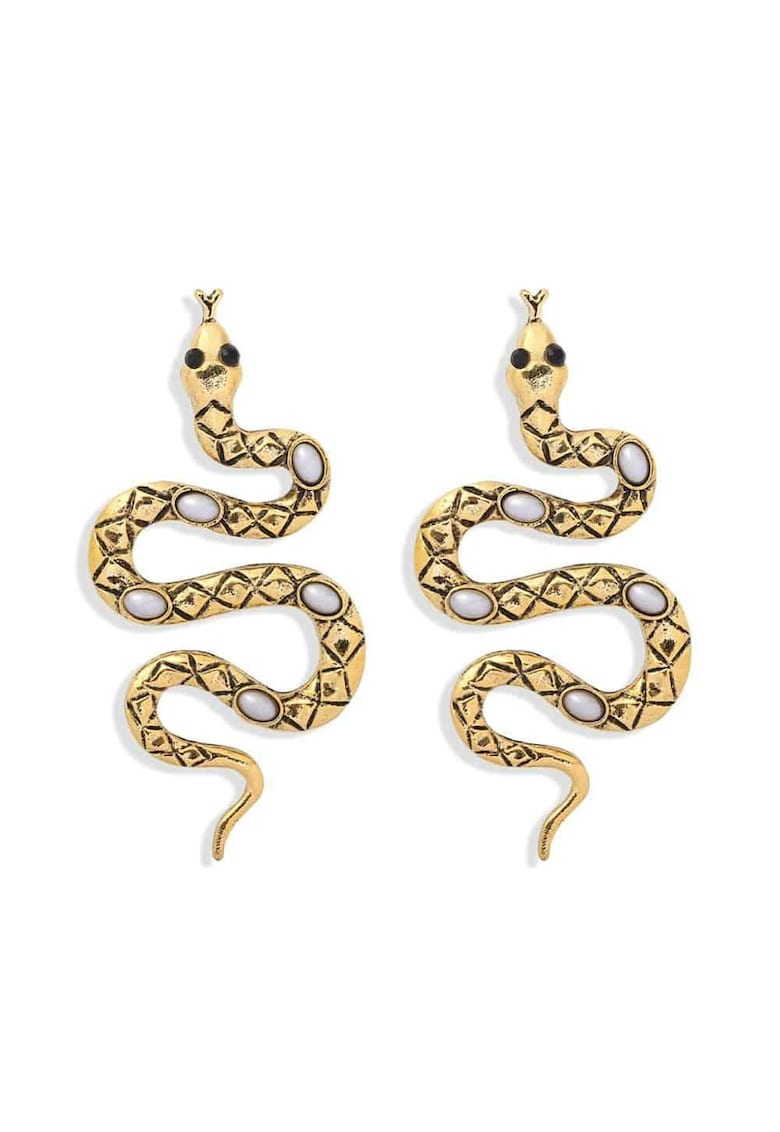 Cercei aurii - forma sarpe - cu perle - Nadine C4 - Cercei aurii - forma sarpe - cu perle - Nadine C4 -