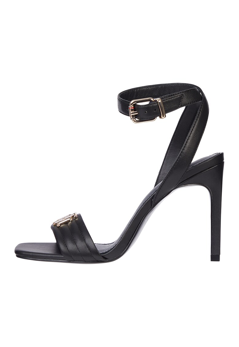 Sandale de piele stiletto cu logo metalic