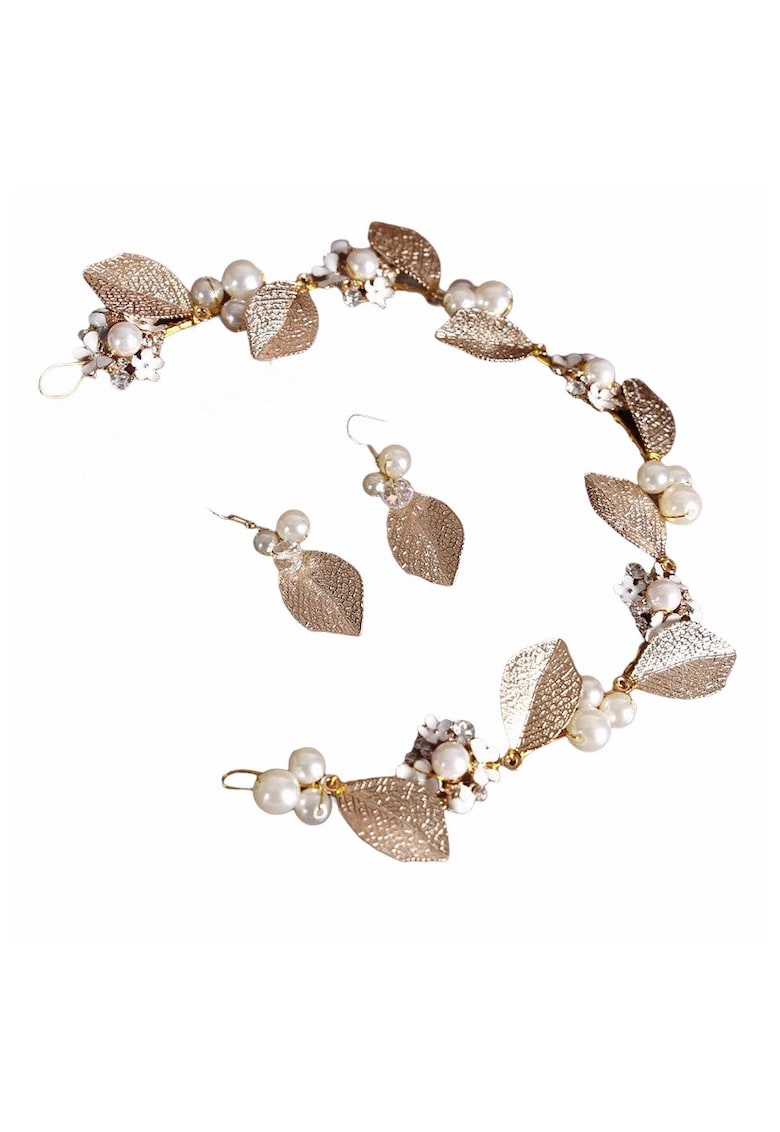 Set Coronita Modelatoare si Cercei Nicoline -  Aliaj metalic - Auriu