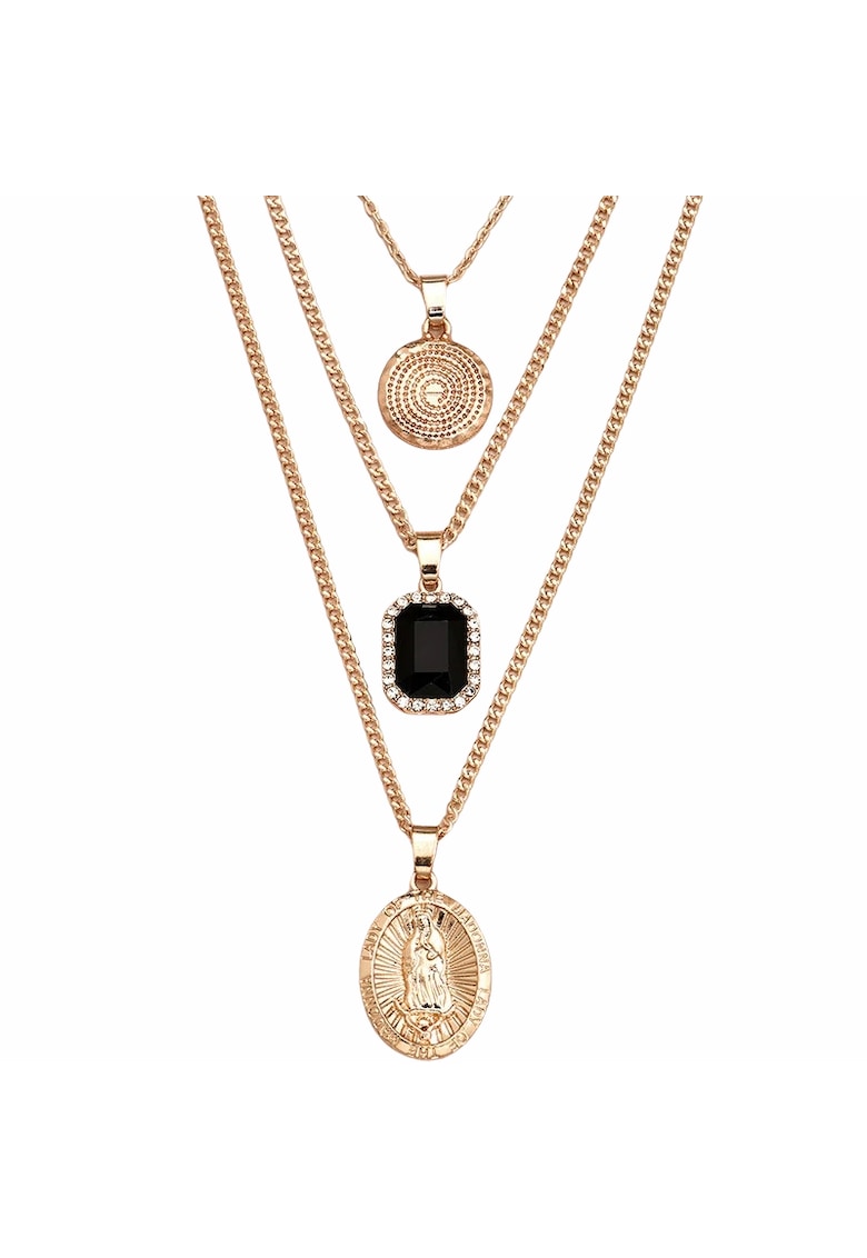 Colier in 3 straturi - auriu - cu pietre - Mirte C10