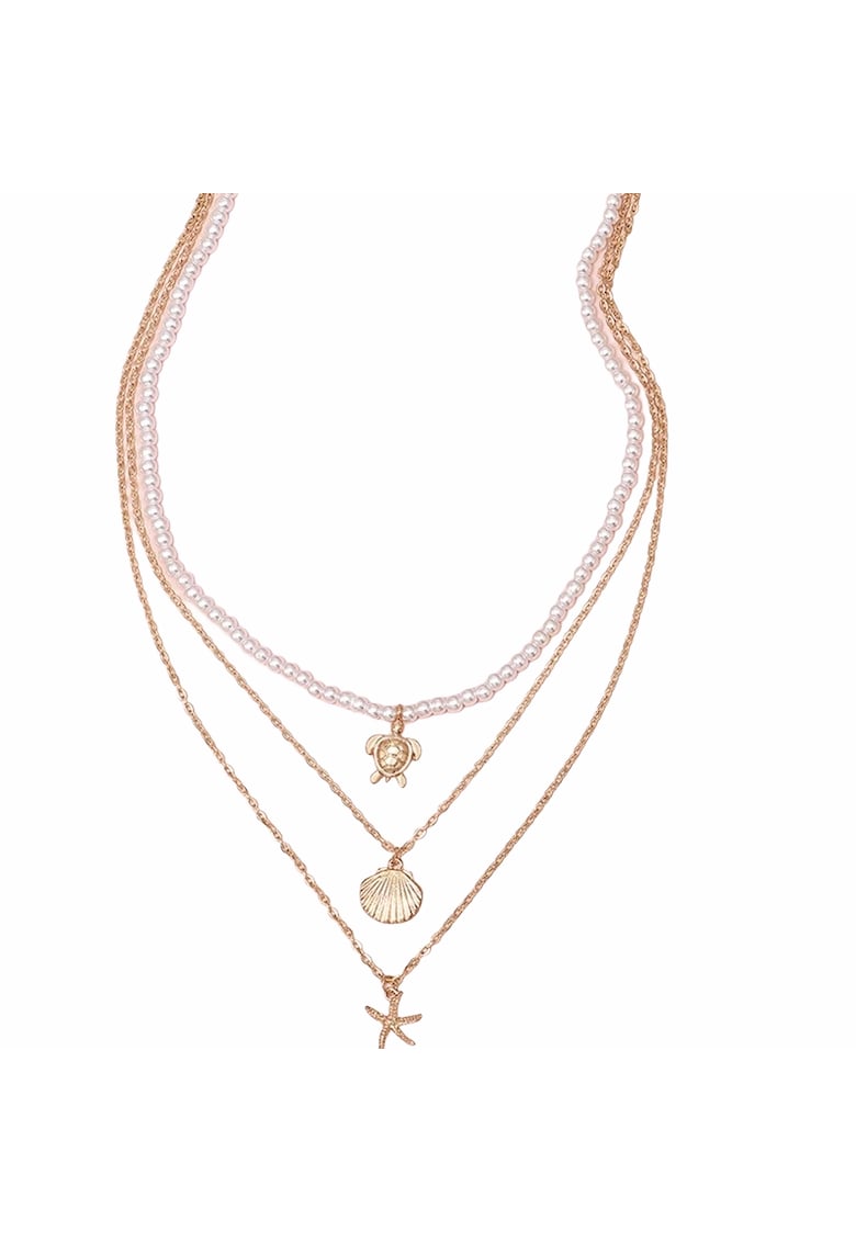 Colier in 3 straturi - auriu - cu perle - Miria C10