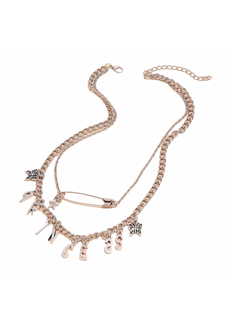 Colier in 2 straturi - argintiu - cu agrafa - Marna C9