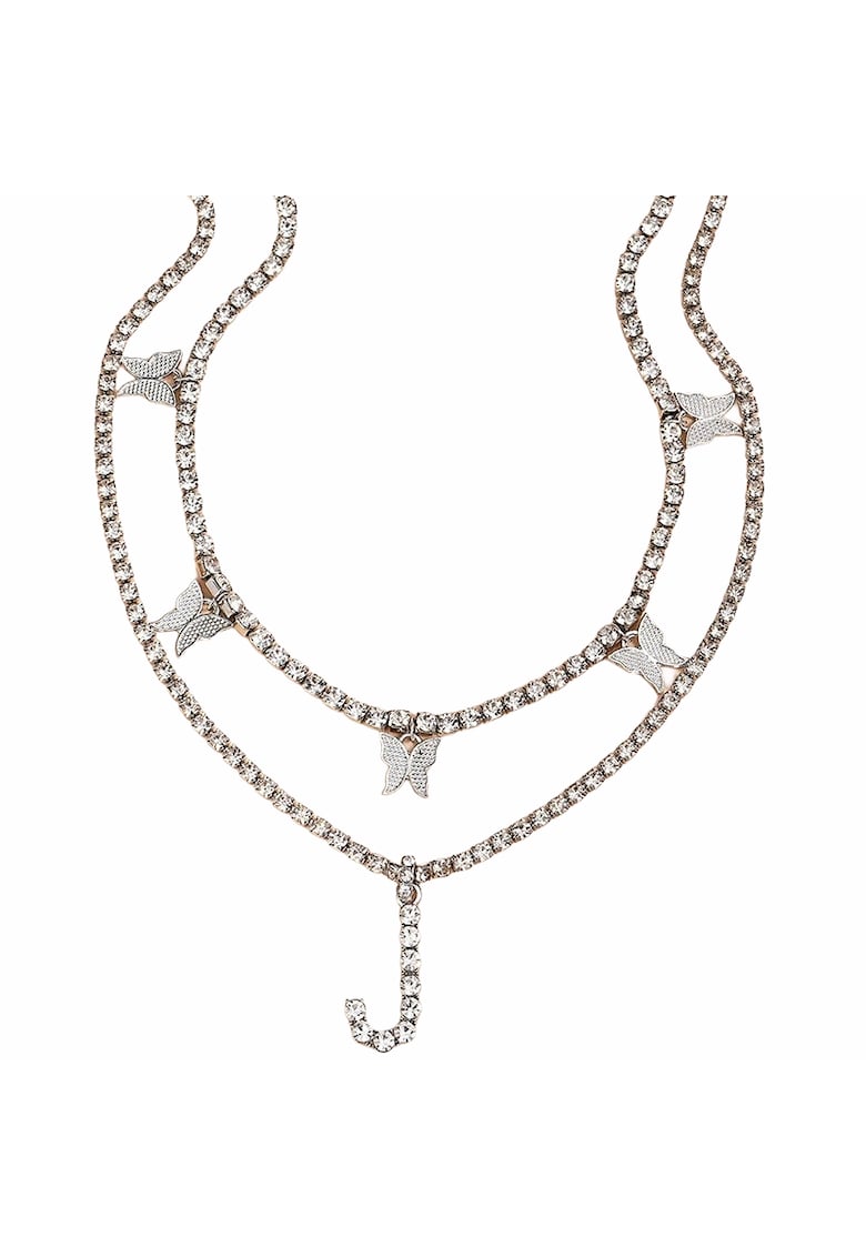 Colier tennis in 2 straturi - argintiu - cu pietre - Lorene C16 -