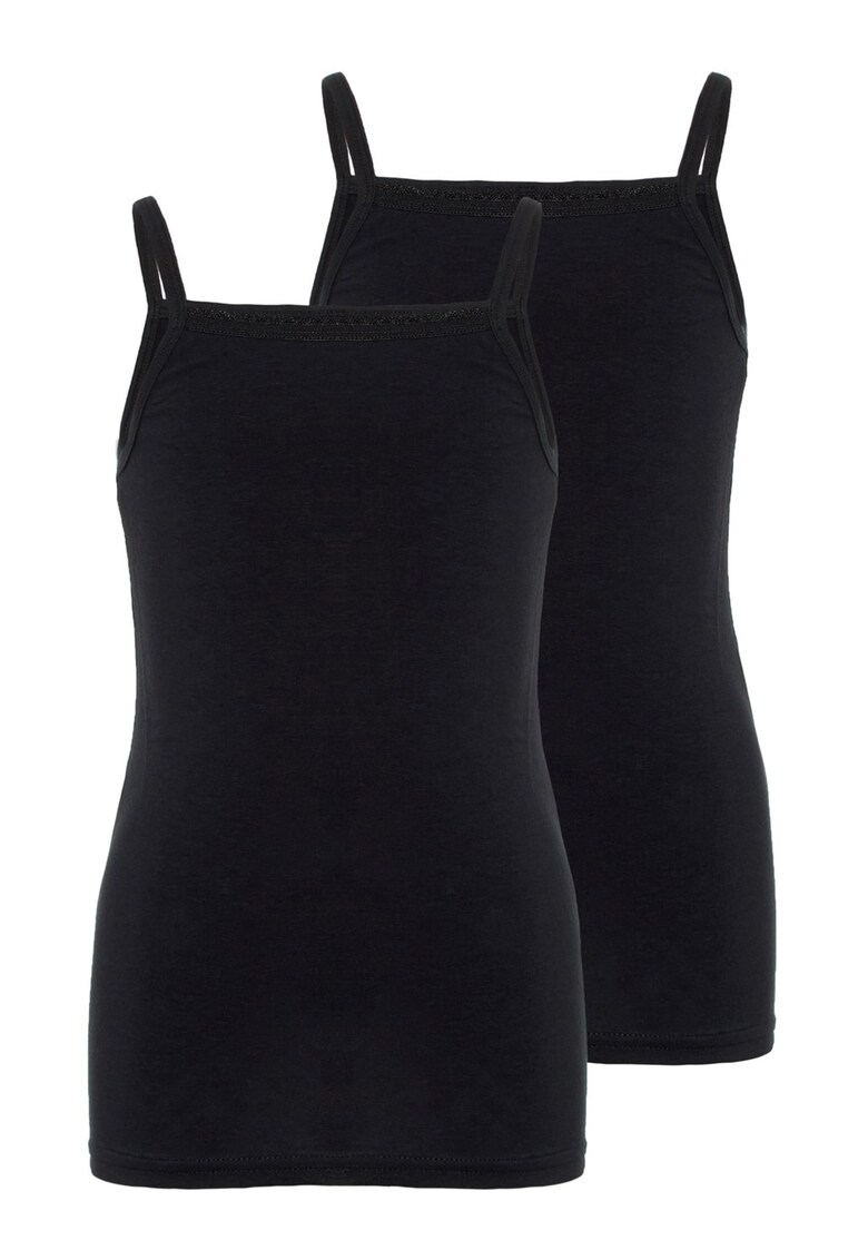 Set 3 top-uri din amestec de bumbac organic - fete - uni - Negru
