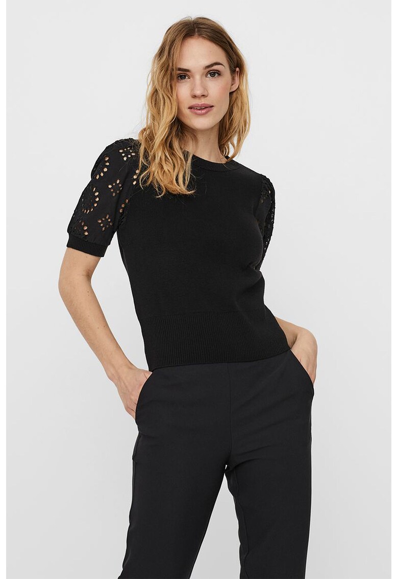 Pulover tricotat fin cu maneci cu model Sangallo