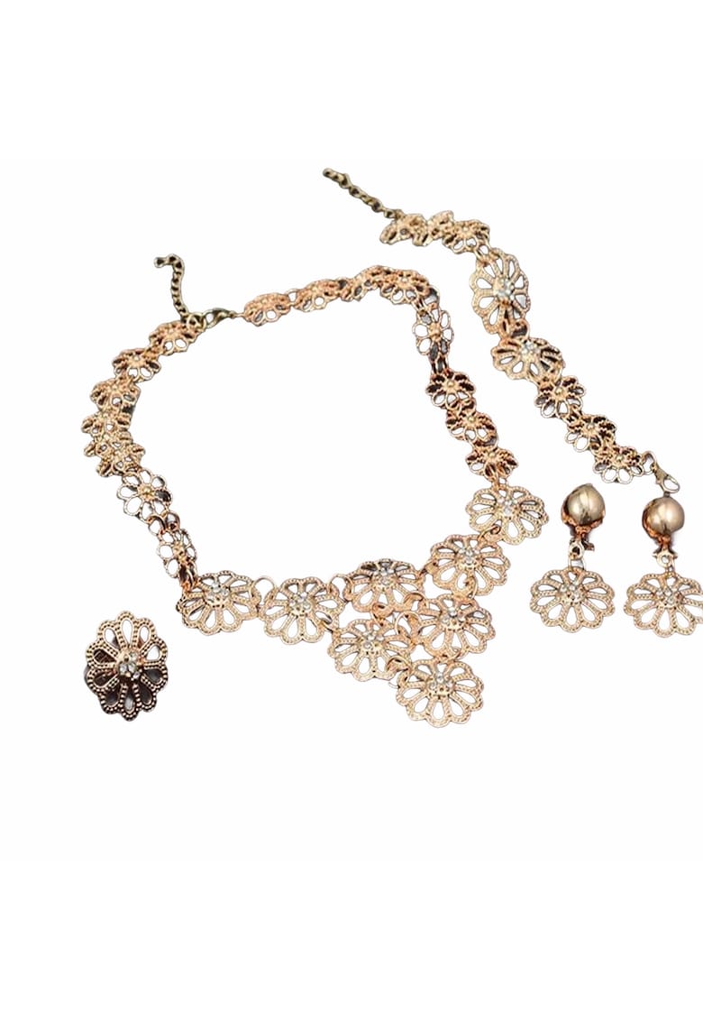 Set colier - cercei - bratara si inel - auriu - cu pietre - Lizi C6 -