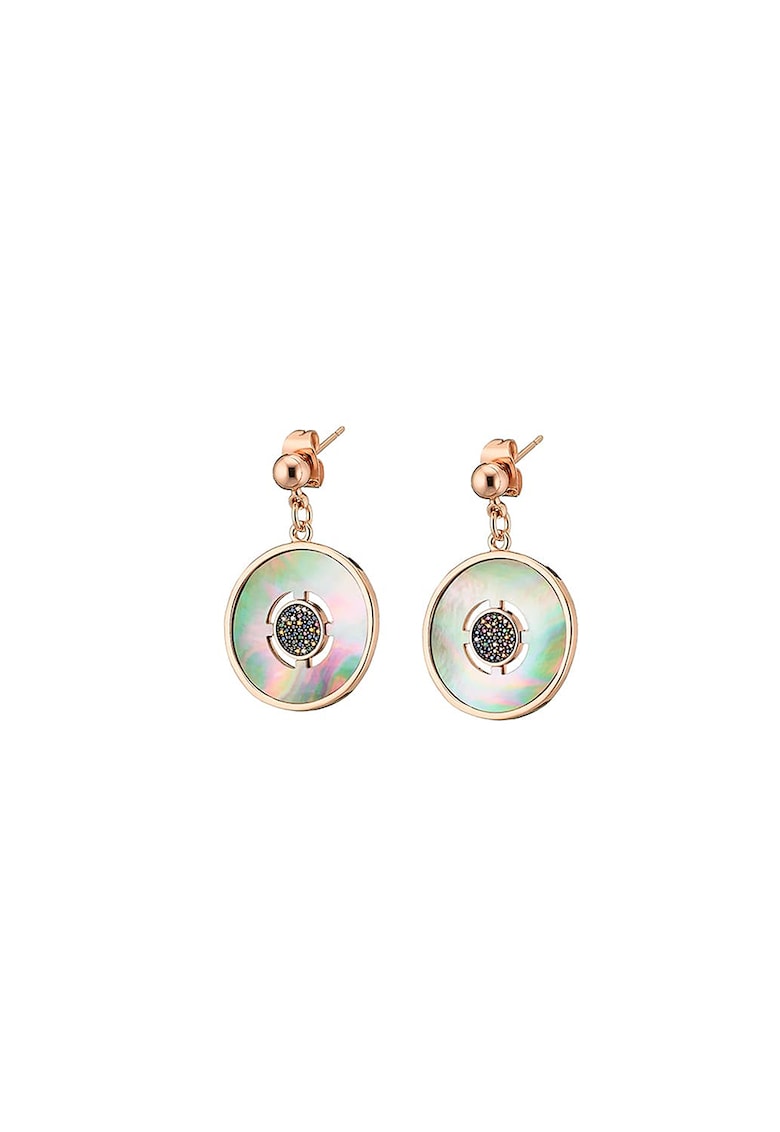 Cercei drop placati cu aur de 14K - cu insertii Mother of Pearl