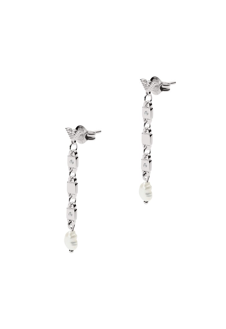 Cercei drop din argint veritabil cu perle Emporio Armani imagine noua