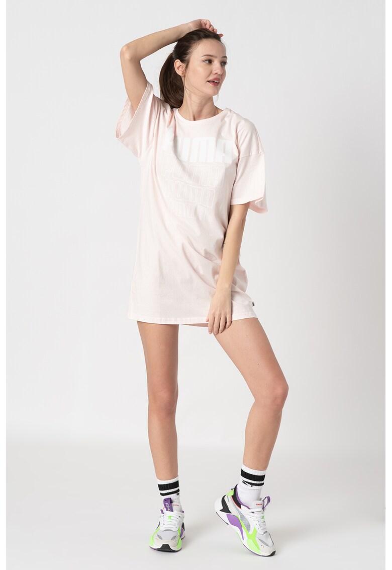 Rochie relaxed fit cu imprimeu logo Rebel