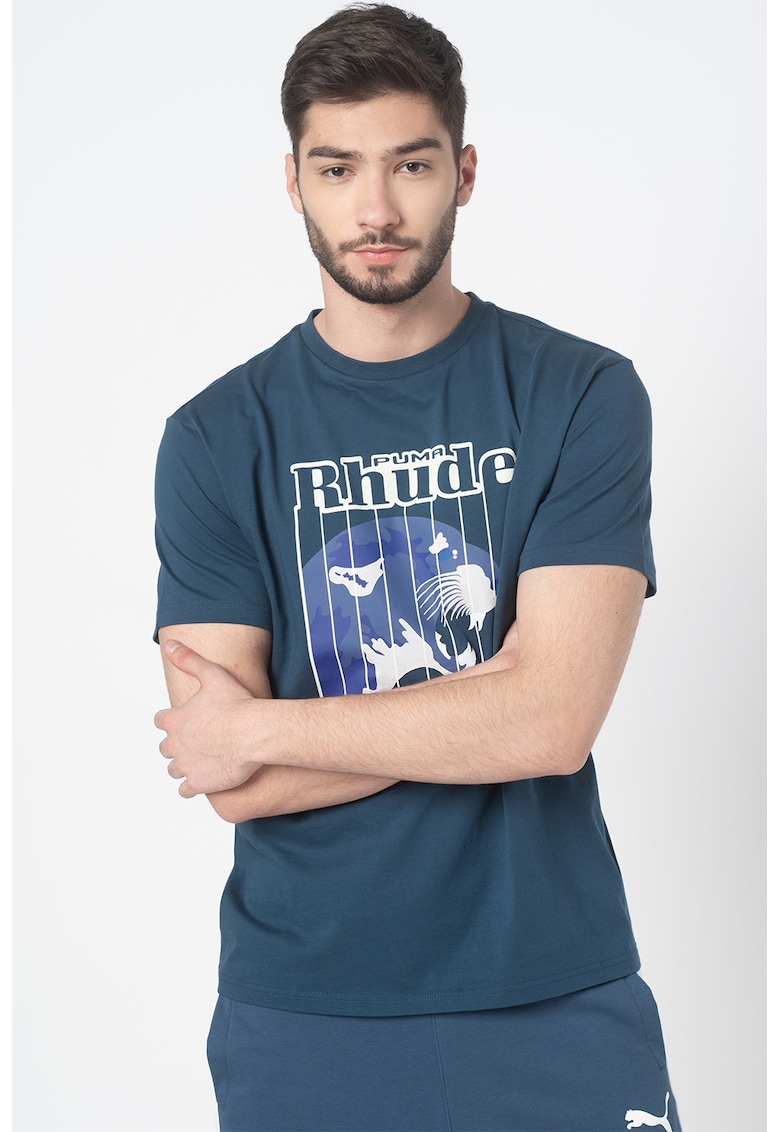 Tricou cu decolteu la baza gatului si imprimeu grafic