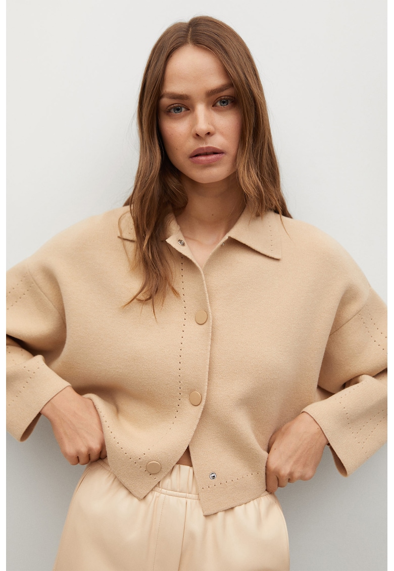Cardigan crop cu capse Basket