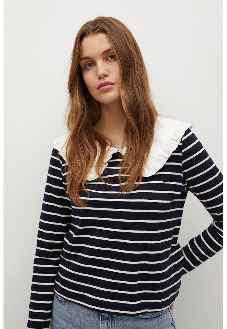 Pulover din bumbac organic cu model in dungi Helena