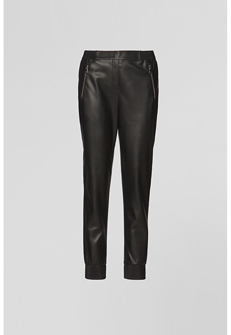 Pantaloni jogger din piele ecologica cu croiala conica